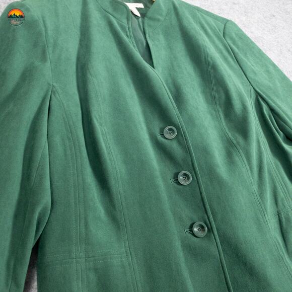 JM Collection Jacket Green Long Sleeve Pockets Button Front Women's Size 16 - Picture 3 of 10